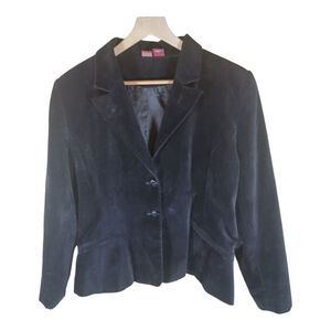 Merona Womens Velvet Blazer Black Size XL Cute Casual Fall Winter Comfortable